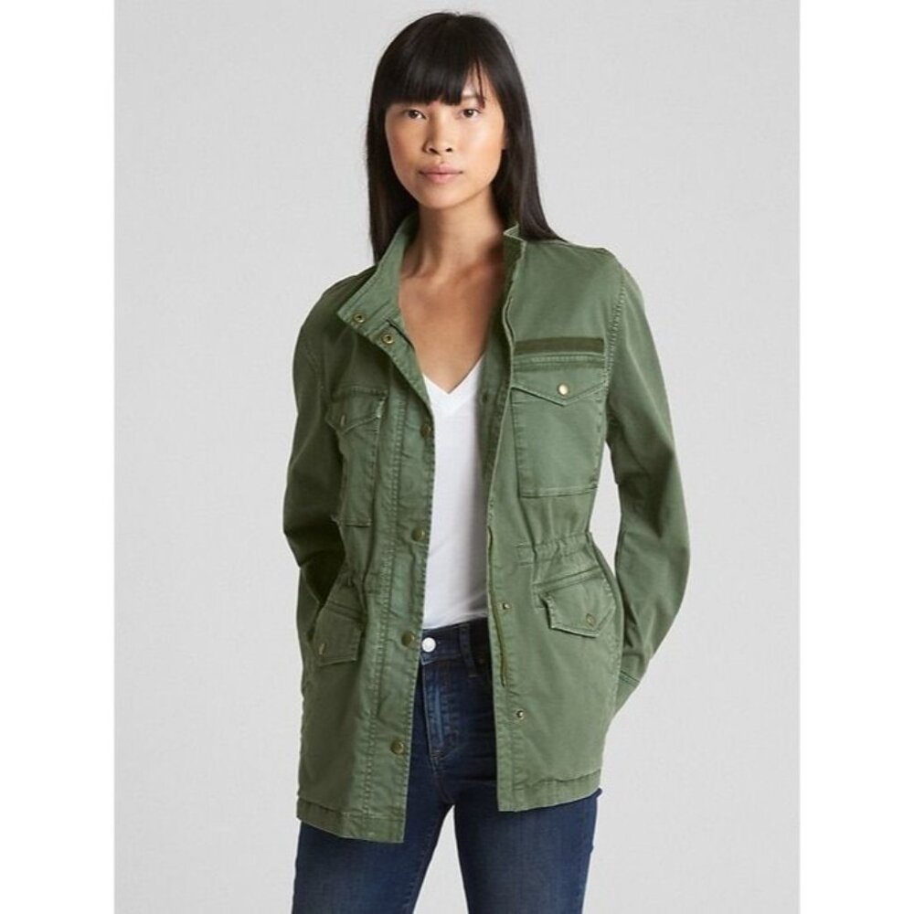 GAP Women's Green Military Shirt Jacket Size M Army Utility Field Pockets